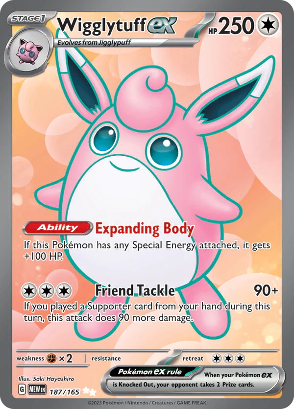 Wigglytuff ex - #187/165 - Pokémon 151 (Near Mint)