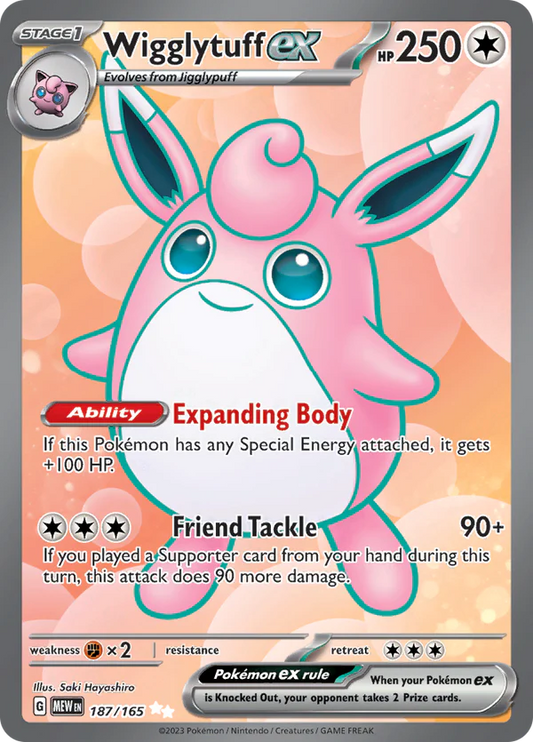Wigglytuff ex - #187/165 - Pokémon 151 (Near Mint)